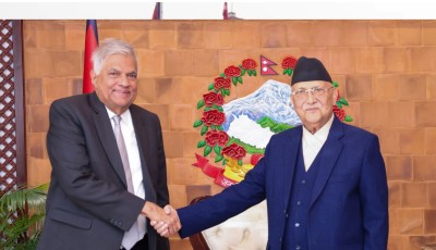 प्रधानमन्त्री ओली र श्रीलङ्कका पूर्वराष्ट्रपति विक्रमासिङ्घेबीच भेटवार्ता Image