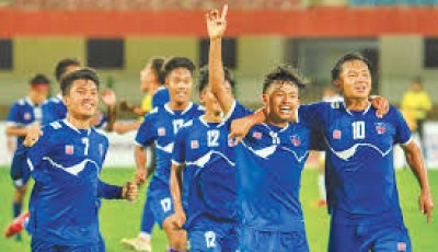 नेपाल र श्रीलंकाबीच फुटबल खेल Image