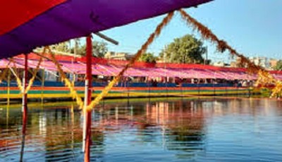 Ponds being decorated for Chhath festival Image
