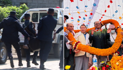 एमाले–माओवादी अभियान : ओलीमाथि आक्रमण प्रयास, प्रचण्डलाई ७१ किलोको फूलमाला  ! Image