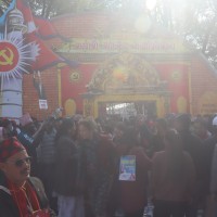 मतदानअघि नै ओली समूह प्यानलको लिस्ट वितरण गर्दै Image